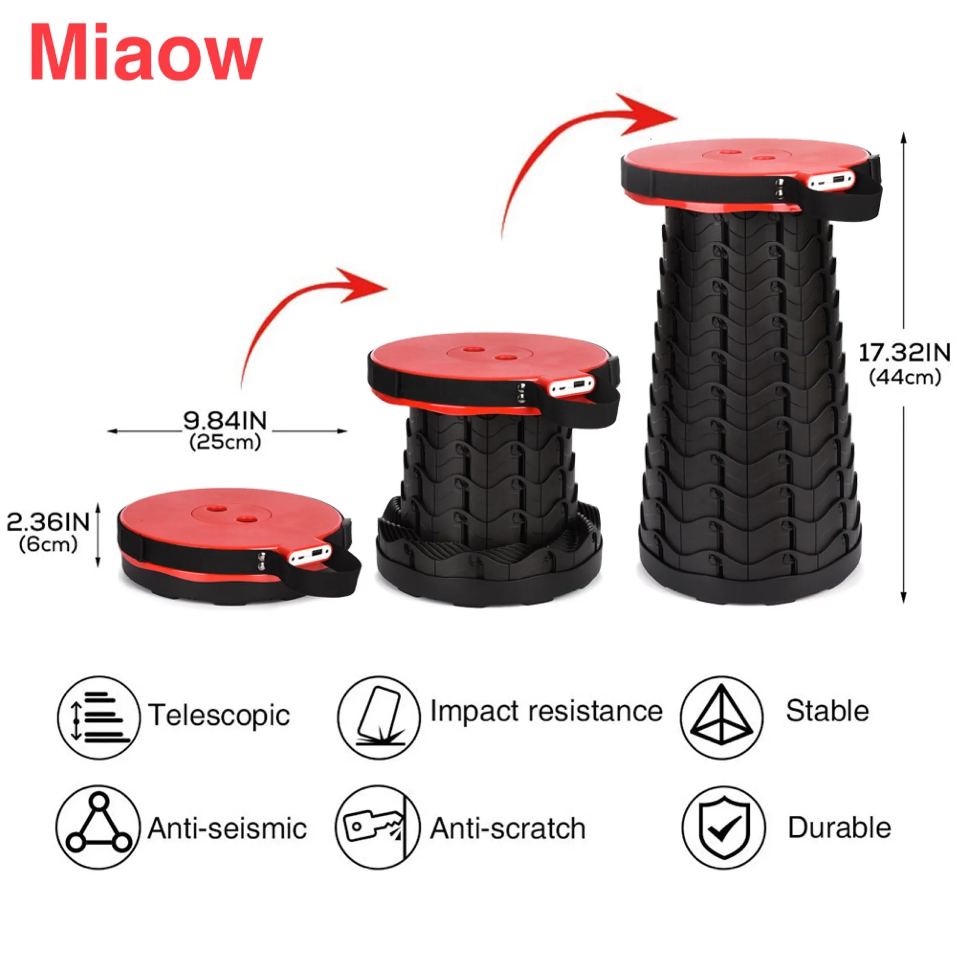 Прочный запатентованный портативный складной телескопический стул для кемпинга мобильный источник питания Телескопический стул