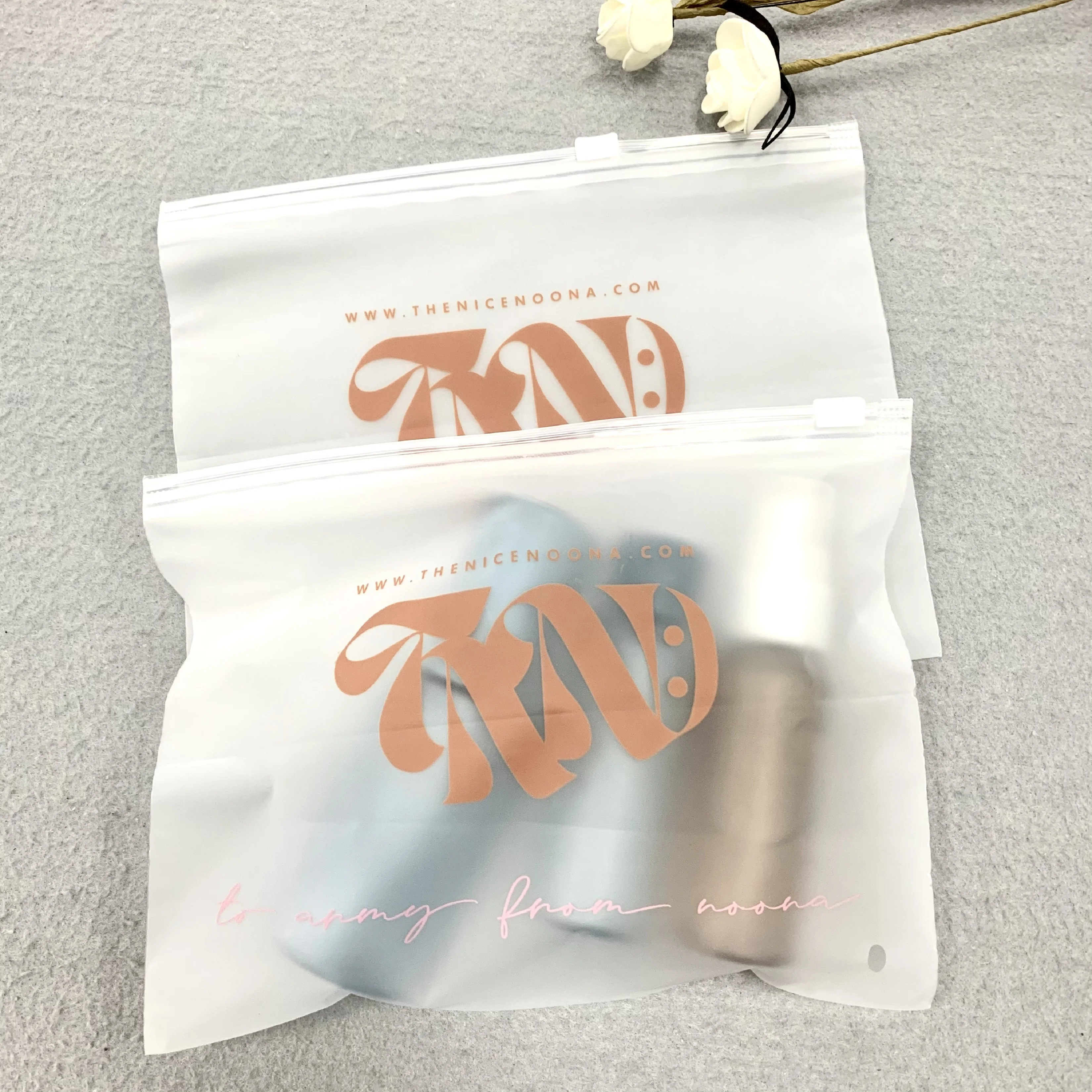 LMJ Custom Logo Pouches Frosted Printed Ziplock For Clothes Package Eva Cosmetic Packaging Bag Customized Plastic Zipper Bags
