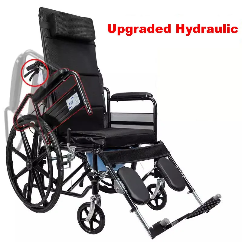 Adult Hydraulic adjustment  lying manual reclining portable wheelchair