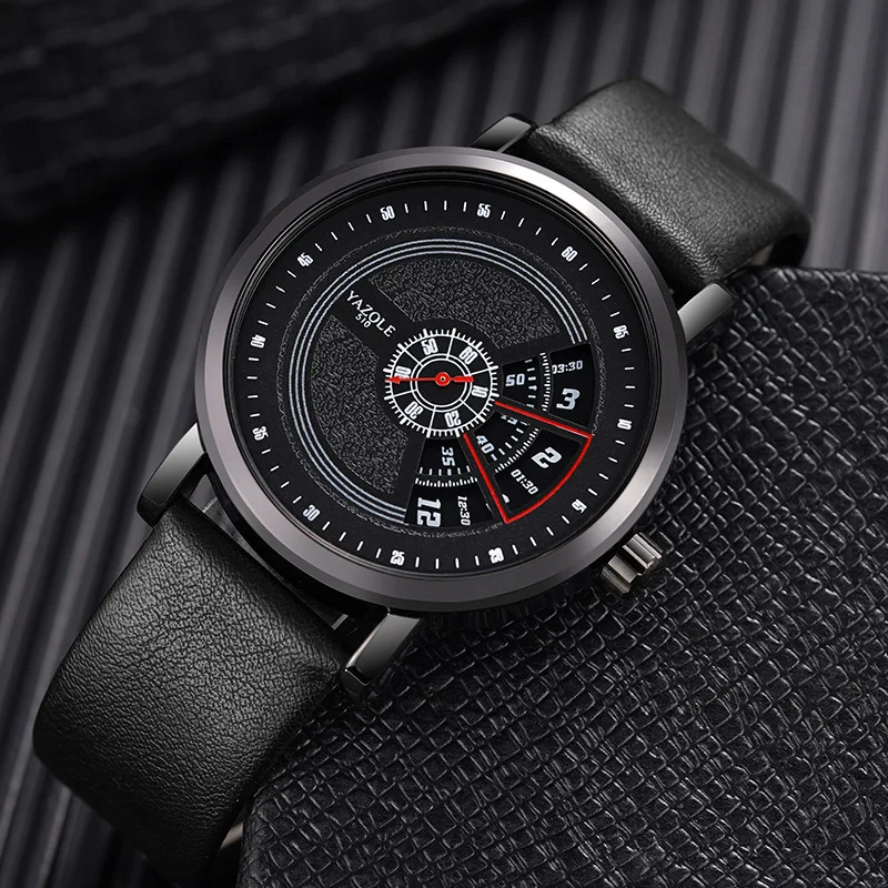 YAZOLE New Trendy Casual Wrist Watches for Men with Leather Strap Fashion Sport Clock Funny Quartz Watch Newest Wristwatch reloj