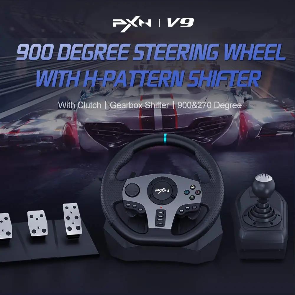PXN v9 PC Gaming Steering Wheels pedals Racing car game Driving Wheel for PS4 Xbox One Nintendo Switch PS3 Xbox Series S/X  PC