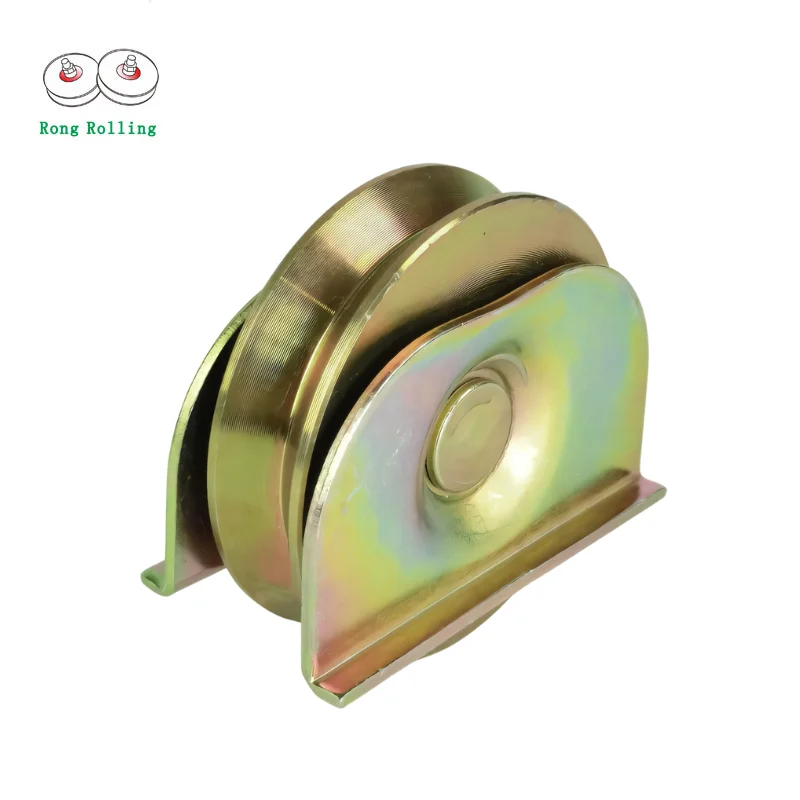 Steel V-Groove Sliding Gate Rollers with Single Bearing and Eversion Side Bracket Track Groove Wheel for Door Application