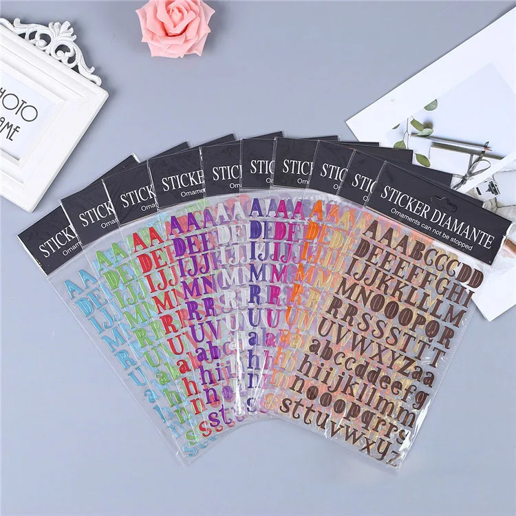 Self Adhesive Letter Sticker Paper Mix 10 Colors Letter Alphabet Sticker Shiny Stickers for Scrapbooking Album