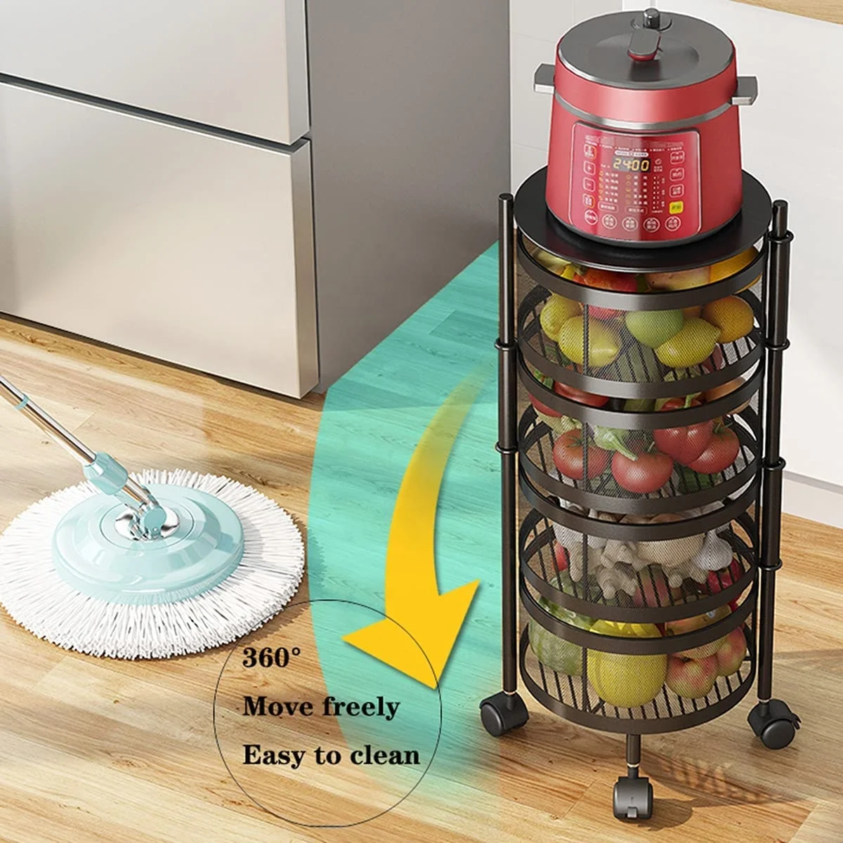Folding Kitchen Organizer Mesh Storage Fruit And Vegetable Rack Storage Roll Cart Foldable Bench Press With Racks