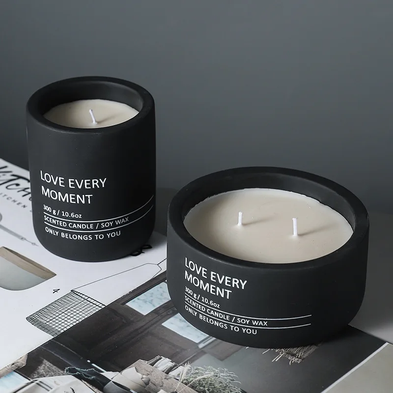 Wholesale Colored Clay Soy Wax Candle Custom Logo Engraved Ceramic Unique Cement Scented Candles