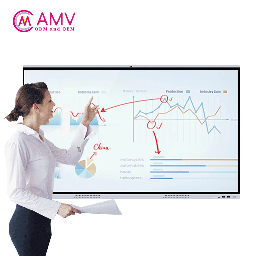 AMV 85 Inch smart classroom Interactive Whiteboard Touch digital smart  board  Conference Flat Panel smartboards