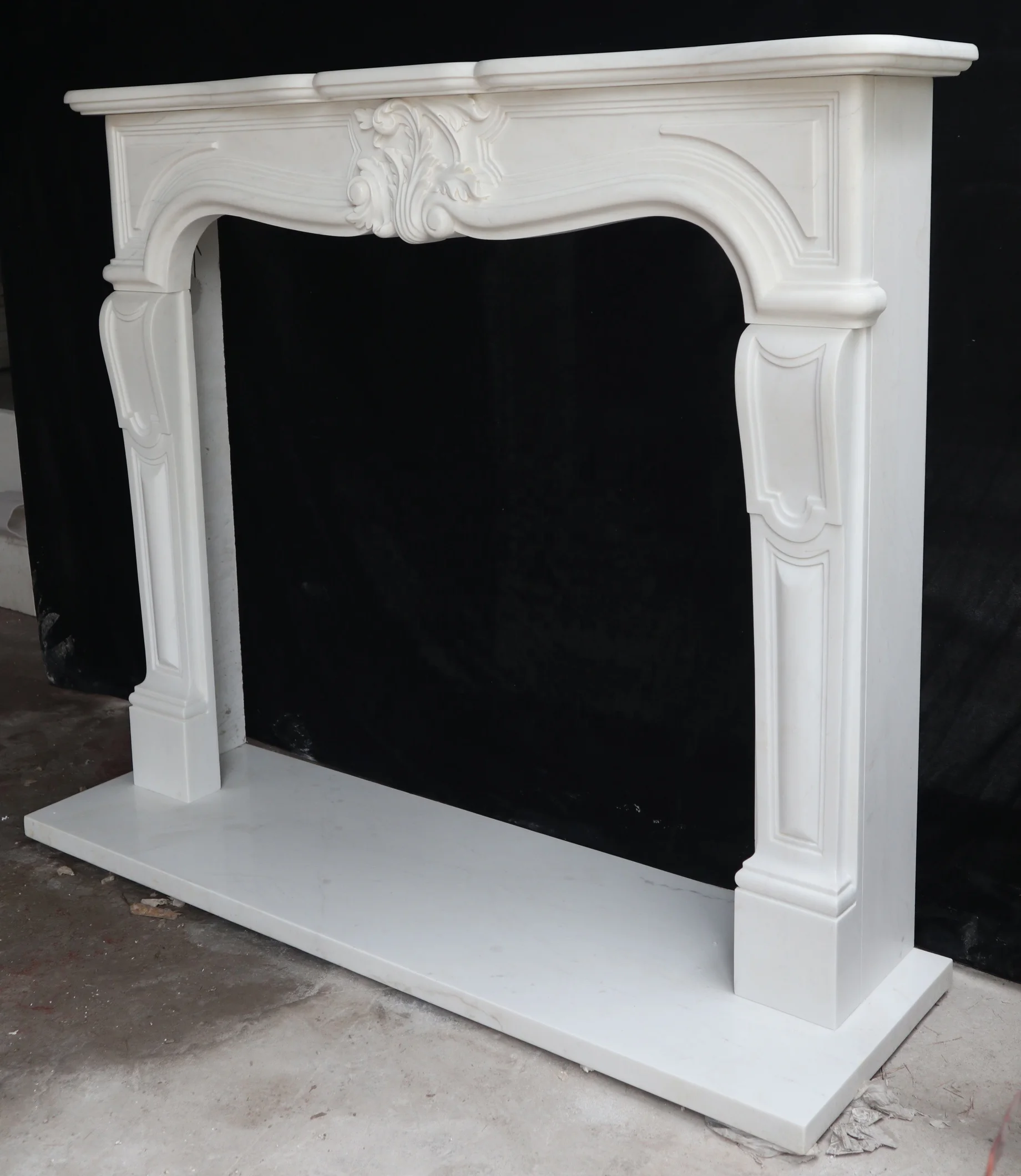 New Customization Unique design Hand carved exquisite super white marble freestanding fireplace
