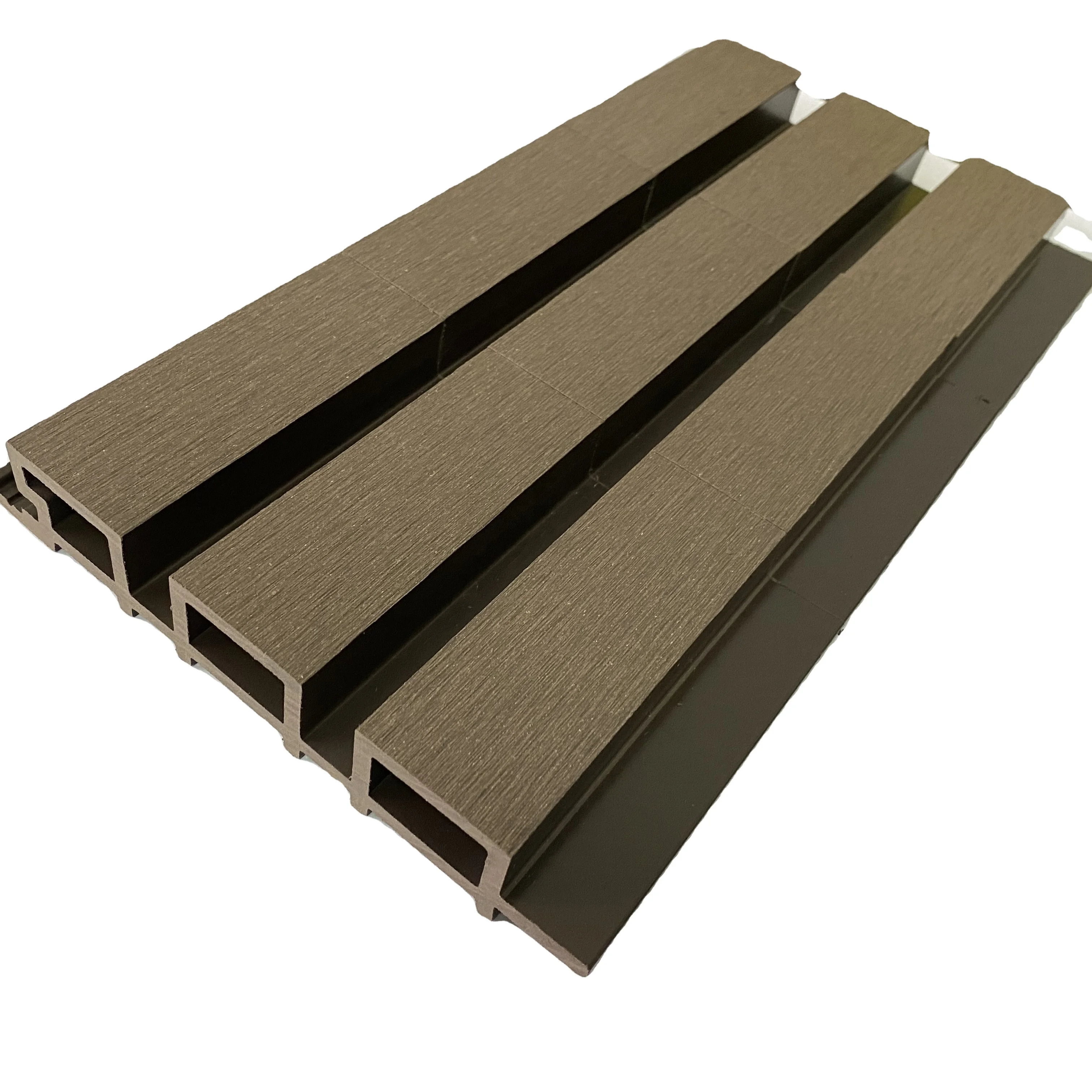 PE 3 Holes WPC Flouver Faced Outdoor  WPC Wall Panel Wood Plastic Composite Decorative Panel