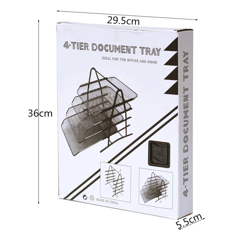 Office Home Bedroom Metal Material Black Color Multi Tier Sliding Type Paper Letter Wood File Folder Organizer Tray