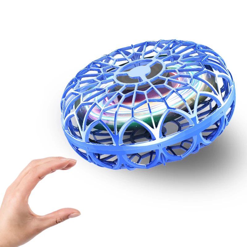 UFO Drone Fidget Flying Spinner for Adult Kids Hand Operated Drones Small Sensor Flying Toy with Rotating LED Lights
