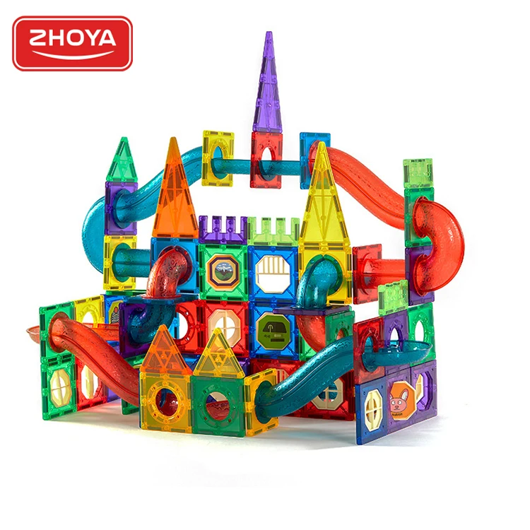 Zhoya New DIY Magnetic Tiles Constructor Toys Building Block Sets Safe ABS Plastic Magnetic Blocks Tiles For Kids