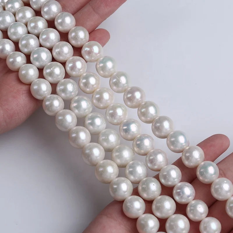 Wholesale 11-13mm AAA grade freshwater pearl natural white edison round loose pearls string strand for jewelry making