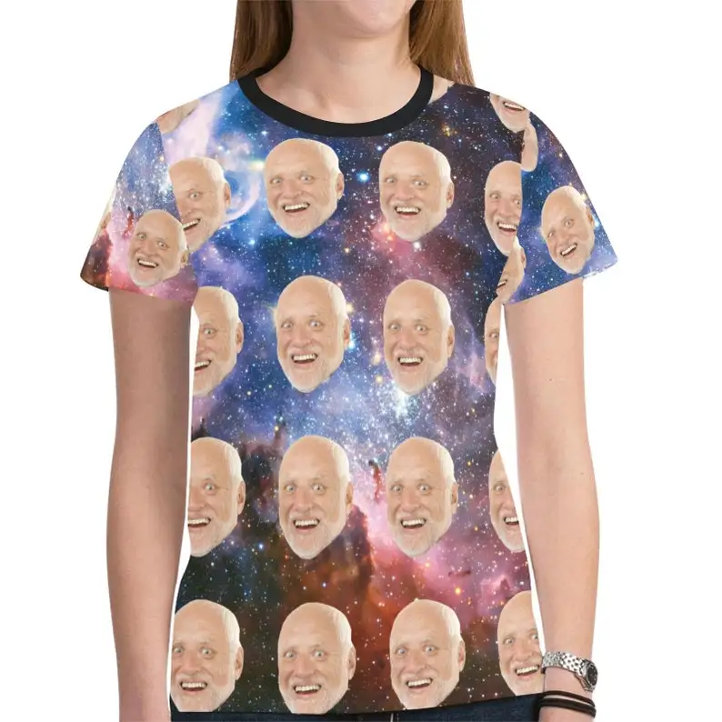 All Over Print on Demand Dropshipping Custom Face Photo Shirt Personalized Unisex Shirt Short Sleeve T-shirts for Men Polyester