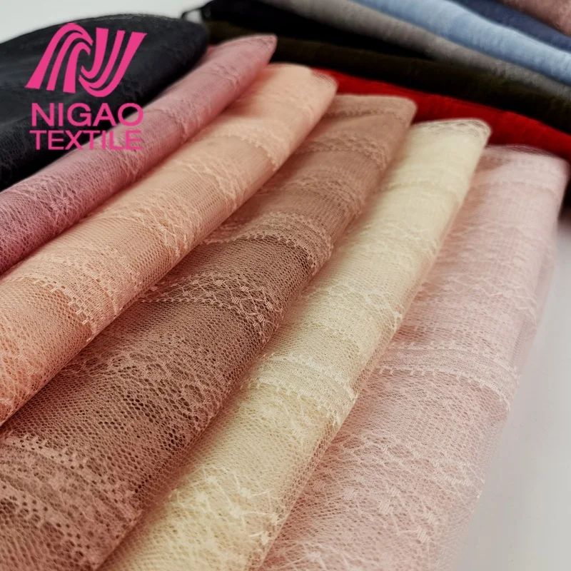 Spring and Autumn fabric stripe lace trim french tulle lace fabric japanese voile fabric for dress