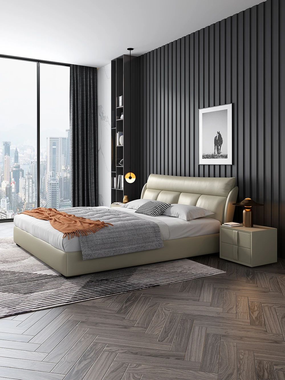  Modern comfort Furniture Wooden Headboard Fabric bed Storage Double Bed in bedroom beds with storage