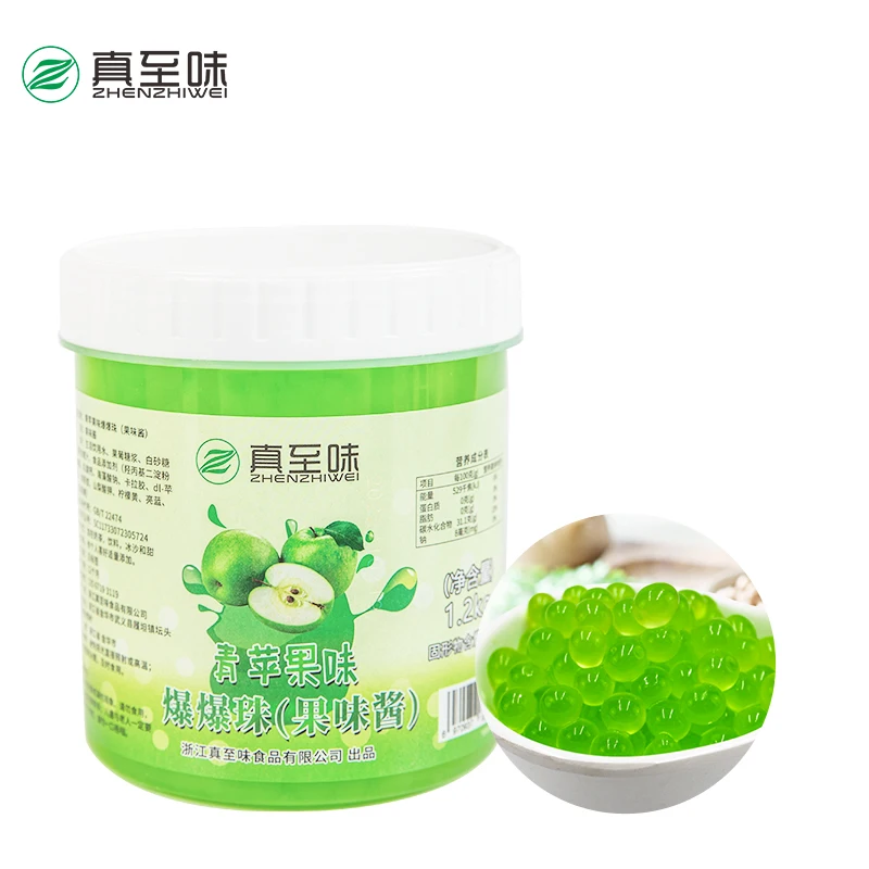 Where To Buy Bulk 1.2kg GreenApple Popping Boba Halal Fruit Juice Balls Taiwan Bubble Tea Bursting Boba  Fruit Pearls Real Juice