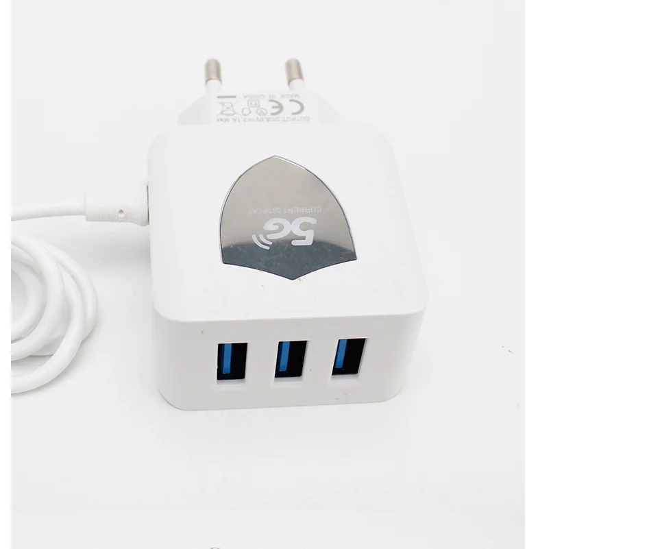 
3USB universal travel adapter V8 android micro USB smart mobile phone plug-In usb wall charger with cable US EU 