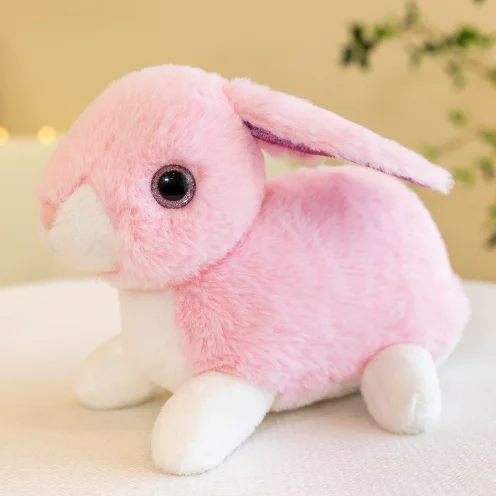 25cm Mini Rabbit Plush Toy Fur Lifelike Animal Easter Bunny Birthday Present Simulated Rabbit Toy