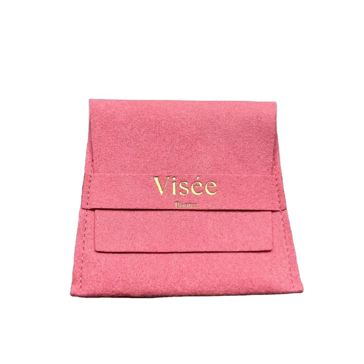 Custom Logo Emboss Velvet Small Drawstring Microfiber Jewelry Pouch Jewellery Packaging Suede Bags Pink Color