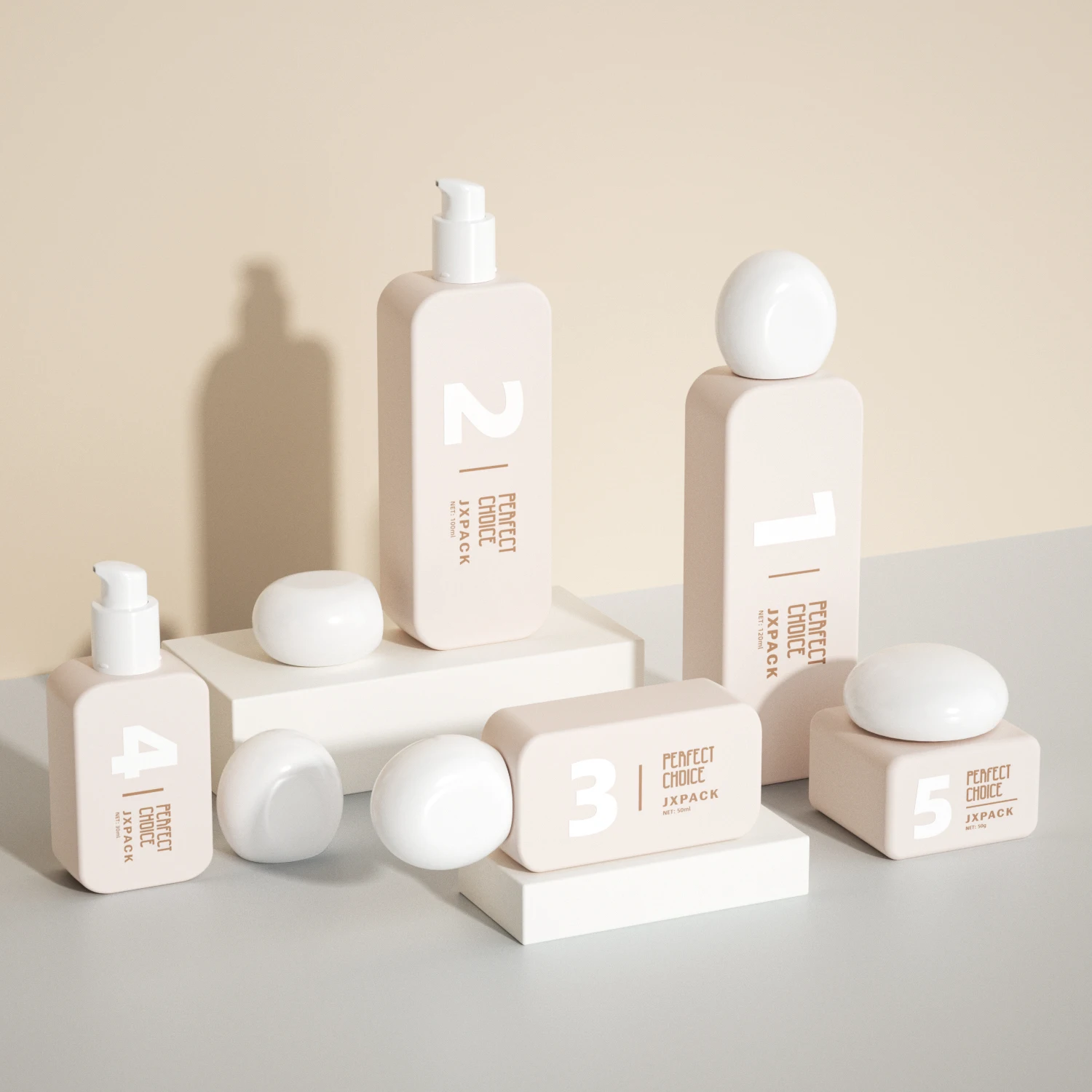 Customizable sustainable face cream body butter 30ml 50ml 100ml square skincare bottles and jar packaging luxury eco friendly