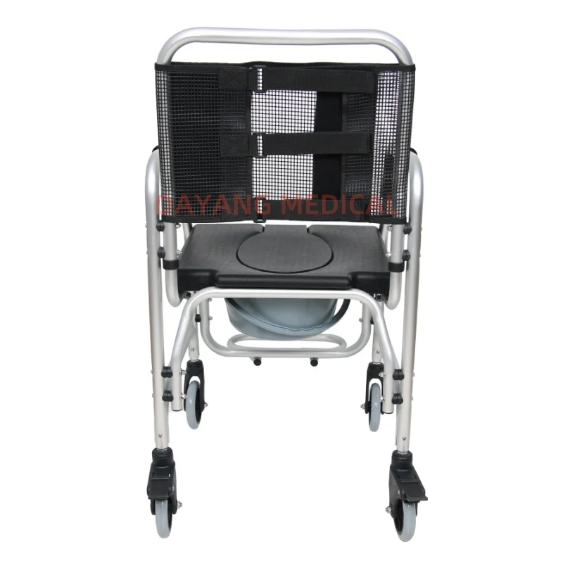 High Quality Light Weight Hospital Homecare Bathroom Safety Toilet Wheelchair Shower Commode Chair with Bedpan wheels