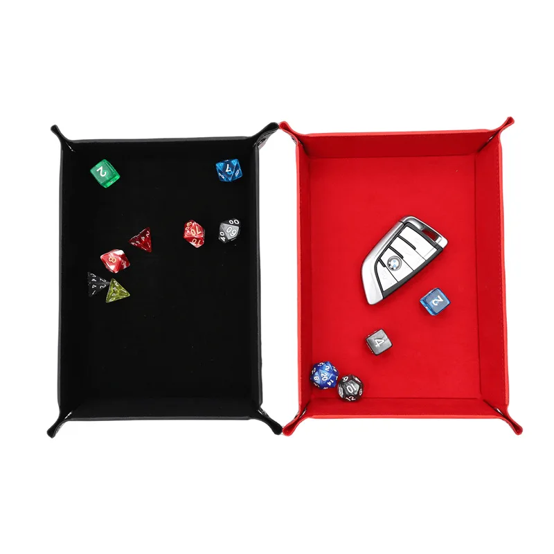 Factory Directly Supply Custom Logo Rectangle Function Jewelry Folding Storage Foldable Home Hotel Travel Pu Leather Dice Tray