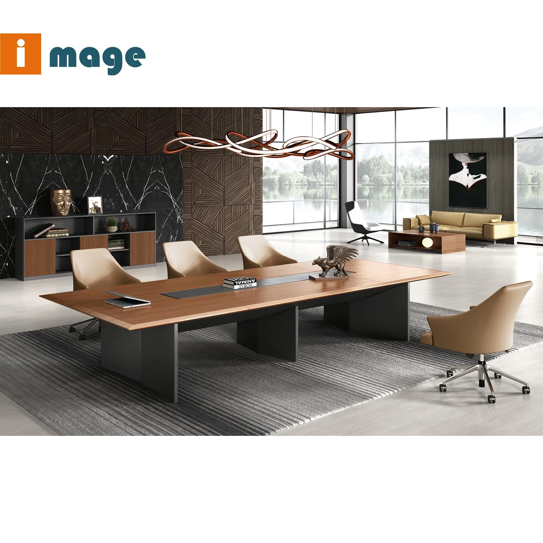 
Modern Design Commercial Furniture Wood Veneer Luxury 3.6m Chairman Office Large Board Meeting Room Conference Table 