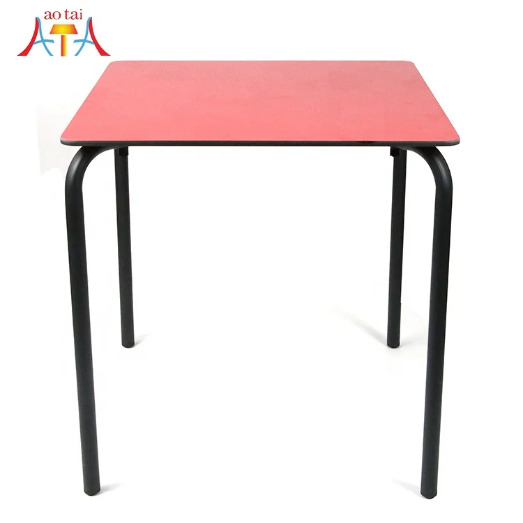New durable material household Waterproof pink HPL dining table top with four aluminum legs