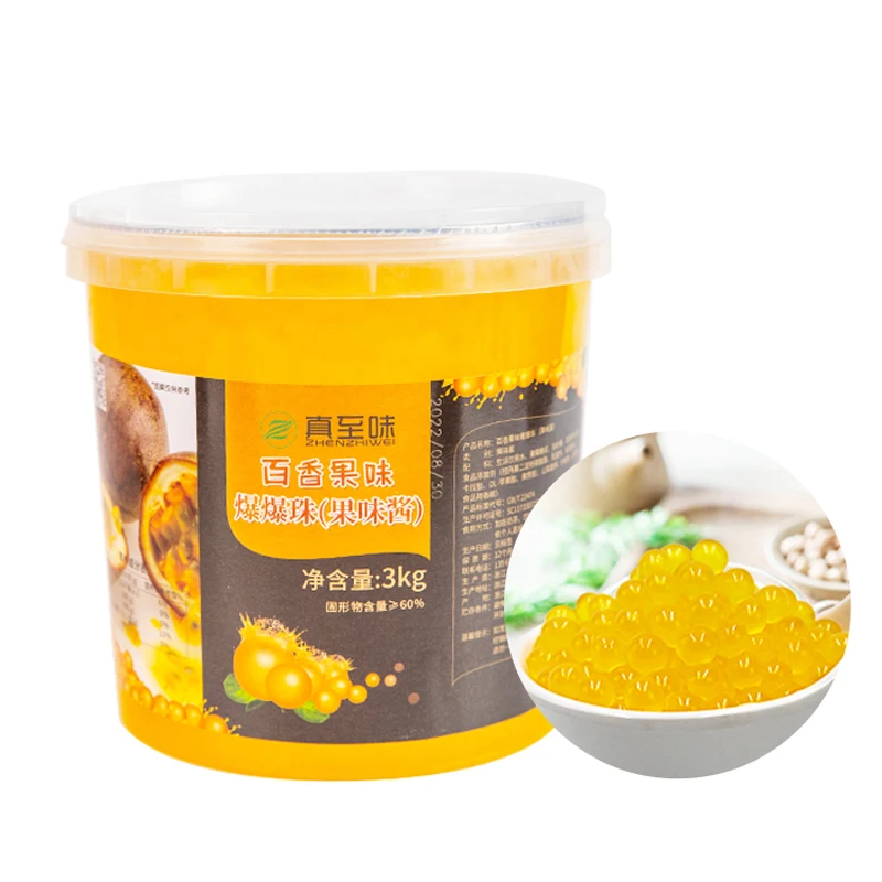 Manufacturer Muitiple Popping Boba Pearls Passion Fruit Fruit Juice Balls China  Factory Direct Sales 3kg Per Bucket
