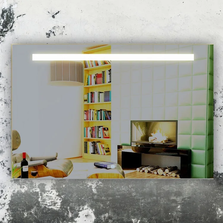 hotel bathroom vanity mirror design magic digital snooze alarm clock  table clock make-up glass tv mirror with led lighting