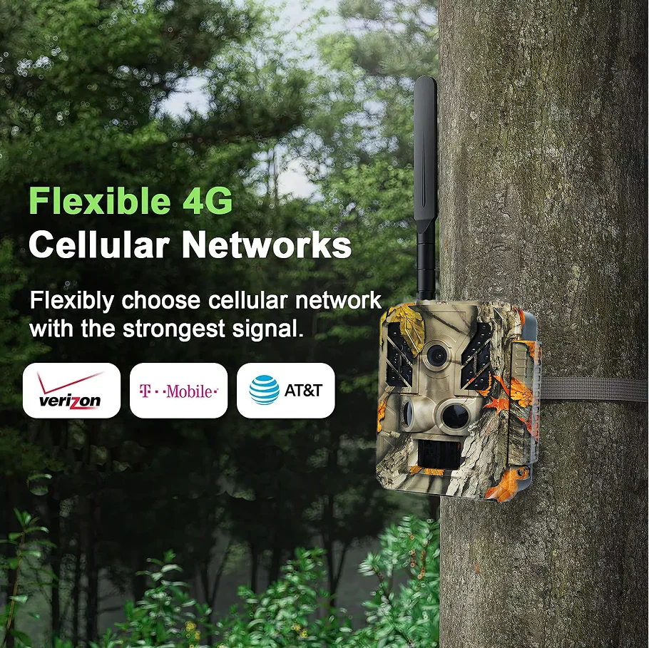 Trail Camera 1080P 4G Cellular App Cloud Hunting Camera With Night Vision Deer Camera for Wildlife Monitoring Hunting