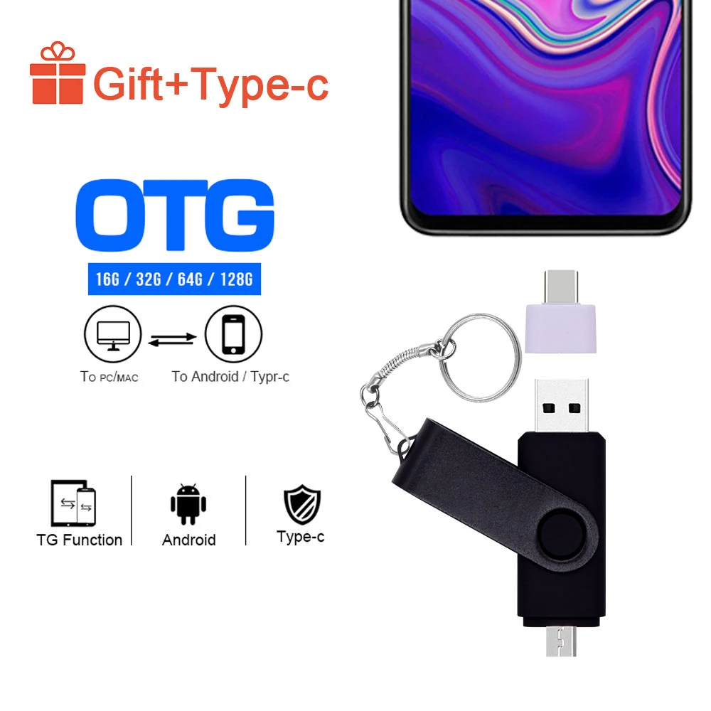Usb 2.0 OTG for Mobile Phone/computer Usb Flash Drive 4gb 8gb 16gb 32gb 64gb Speed Rotation Usb Pendrive Memory U Stick 3 In 1