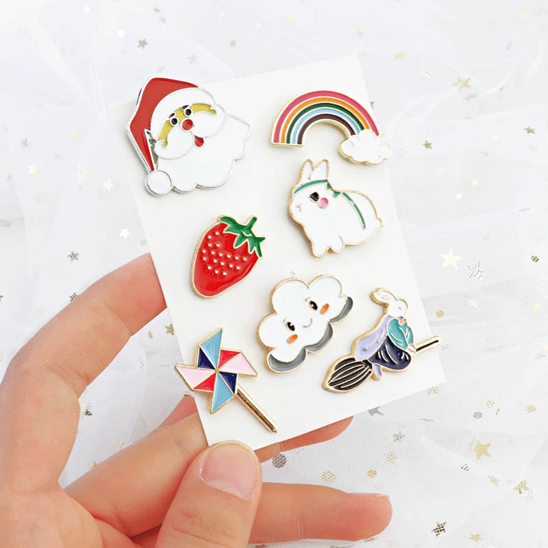 Cartoon Rabbit Brooch Cute Cat Scissors Lapel Enamel Pin Fashion Animal Metal Badge Jewelry Backpack Clothing Accessories