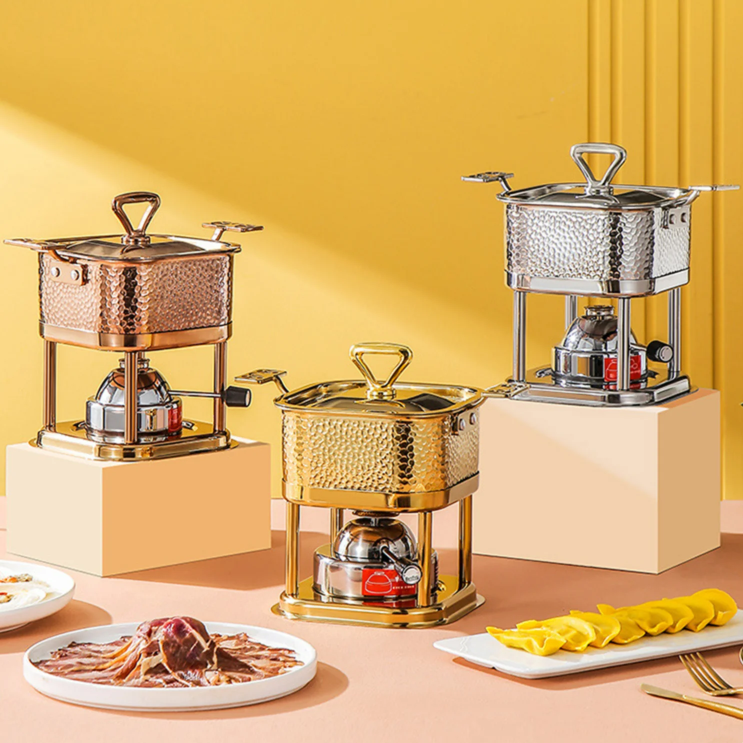 304 Stainless Steel Gas Heated Hot Pot / Square Shabu Shabu Hotpot