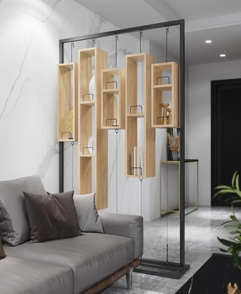 Скандинавский свет роскошная маленькая гостиная металлическая деревянная перегородка простой стиль делитель креативный современный пол полка для офиса