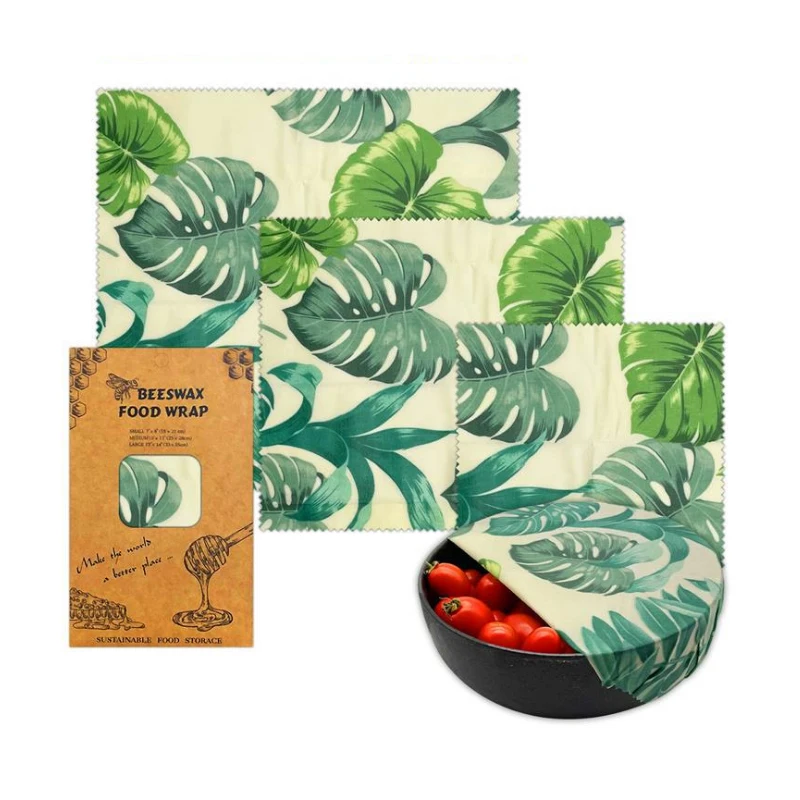 Stock pack of 3 Reusable beeswax food wrap Eco Friendly Sustainable Bees Wax Paper cover for Food to Keep Fresh Beeswax Wrap
