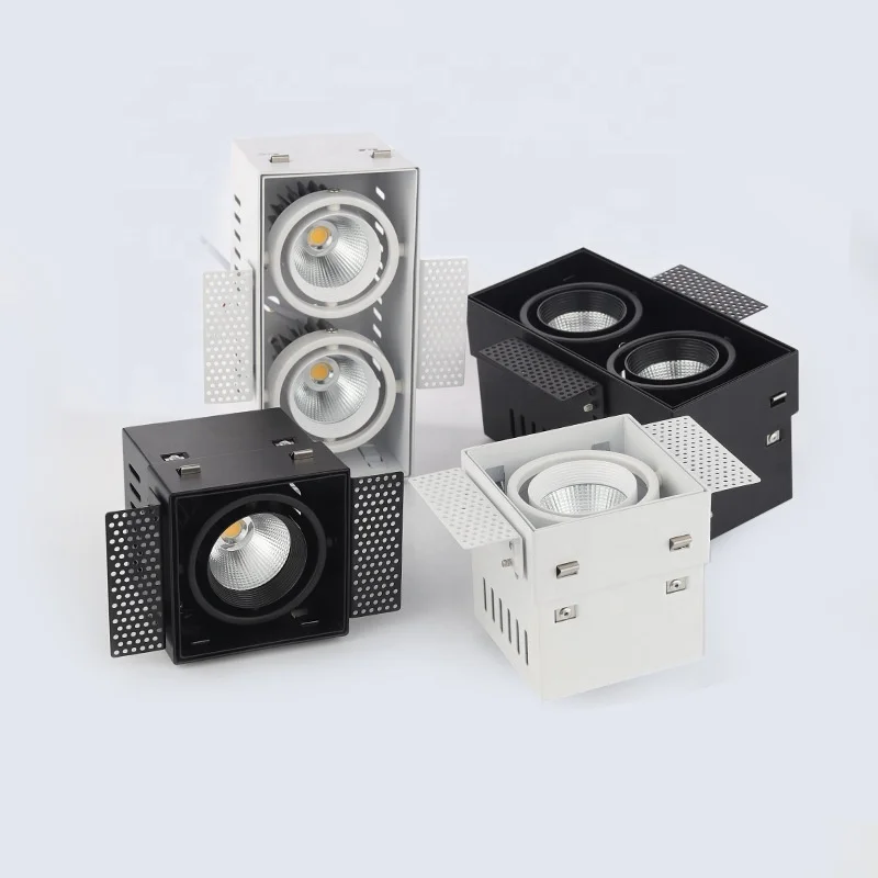 Square rectangle double twin two head grille led downlight Fixture 2x10W 7w 12w 15w Cob Led Box Downlight for Smd GU10 Mr16