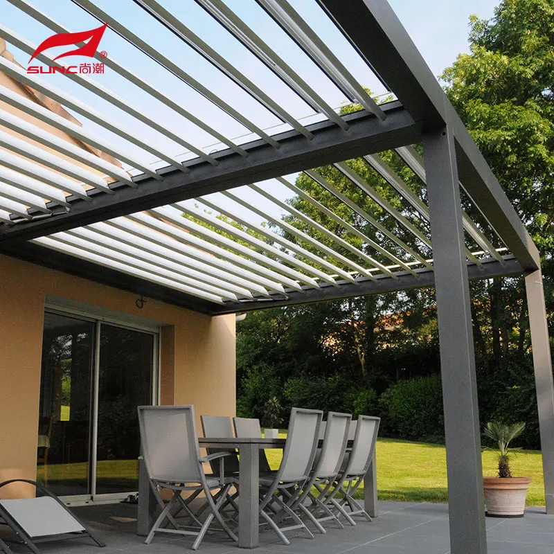 SUNC Outdoor Modern Electric Pergola Roof Patio 5m x 3m Waterproof Bioclimatic Manual Motorized Aluminium Pergola