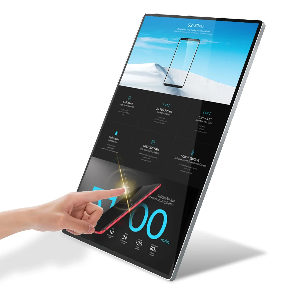 32 43 49 Inch Indoor Android Wall Mounted Touch Screen Kiosk LCD Advertising Digital Signage Display