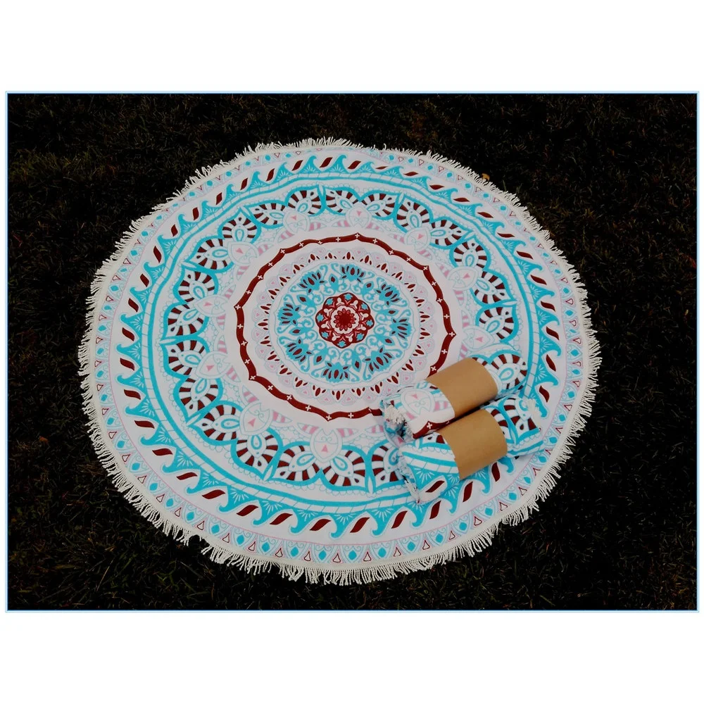 Hot Sell Summer Circle Beach Towel Custom Print Quick Dry Printed Sand Free Microfiber Round Beach Towel