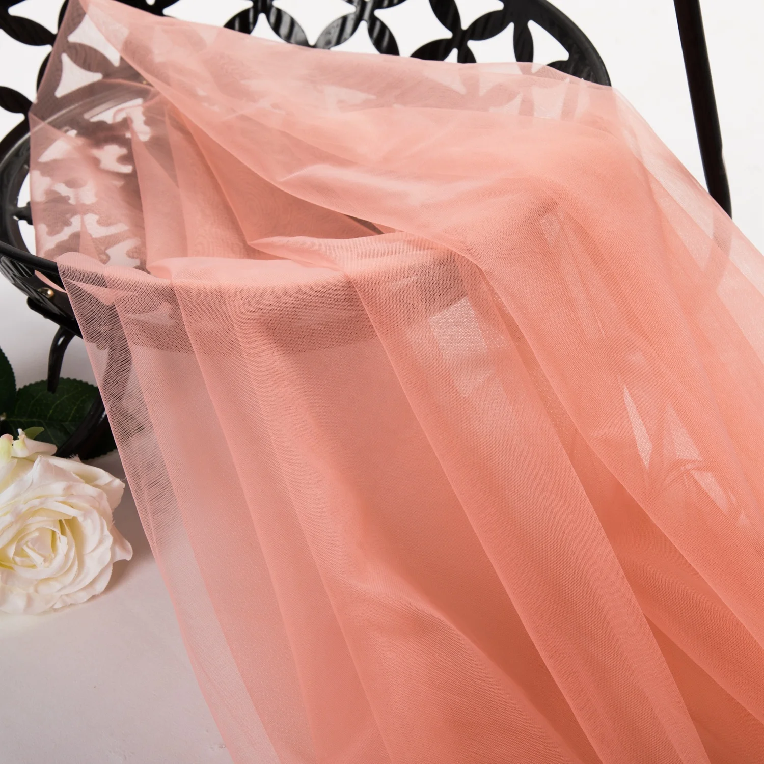 Wholesale 20D Nylon Tulle Knitting Plain Illusion Tulle Fabrics For Bridal Gown Dress