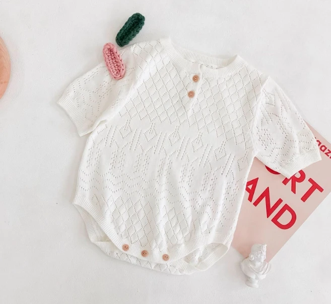 Cotton Triangle Onesie for Boys and Girls Short Sleeve Air Conditioning Clothing Crawl Suit for Young Children Baby Sweater