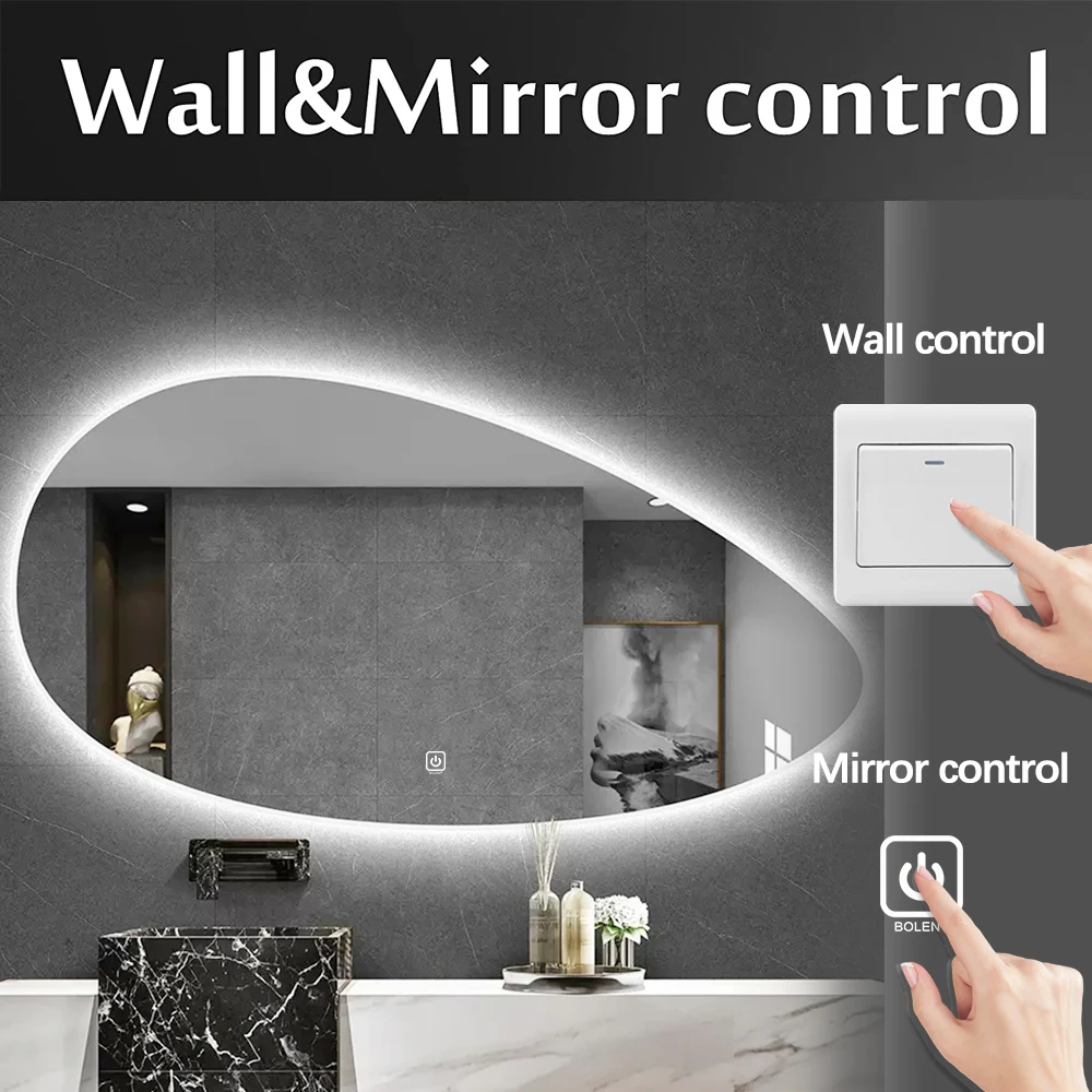 Irregular Styling Wall Make up LED Home Glass Bathroom Smart Mirror Silver Mirror