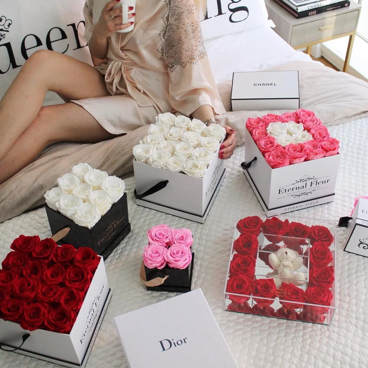 Gift Box Roses Eternelles En Boite I Love You Preserved Rose Gift Set Valentin Eternal Flower Home Decoration Carton Box OEM ODM