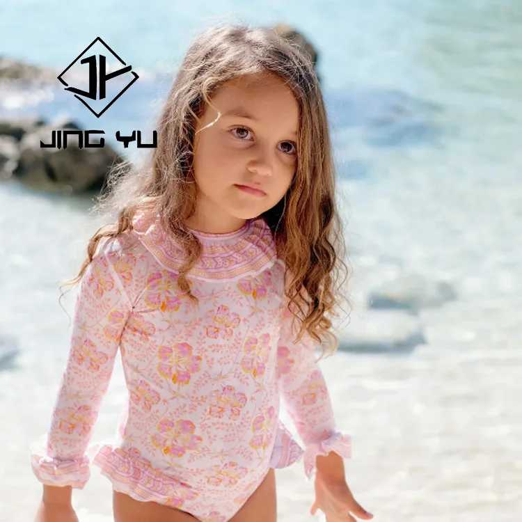 Toddler Girls Swimming Suits New Summer Custom Branded Baby Hawaii Clothes Kids Flower Swimwear Children Swimsuits Cute Bikini