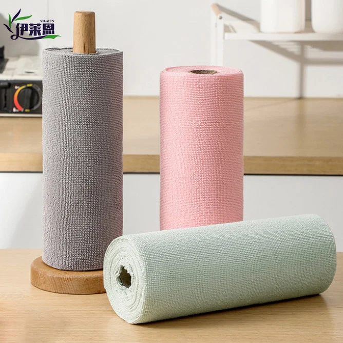 Strong Absorption Quick Dry Microfiber Cleaning Cloths Roll Disposable Cleaning Rags Reusable Towel Microfiber Towel Roll