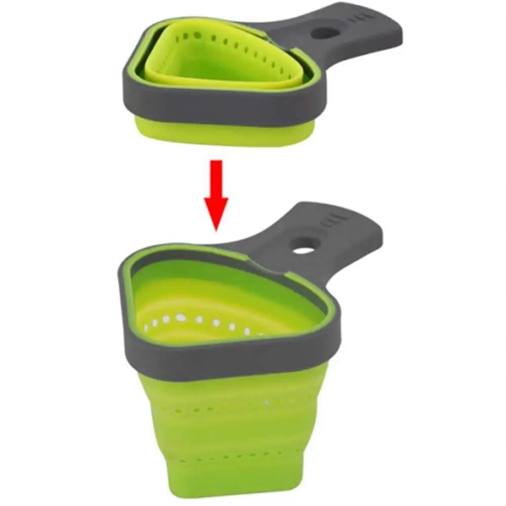 Kitchen Folding Pasta Strainer Drainer Strainers Baskets,Triangular Collapsible Silicone Colander for Hot/Cold Food Vegetable
