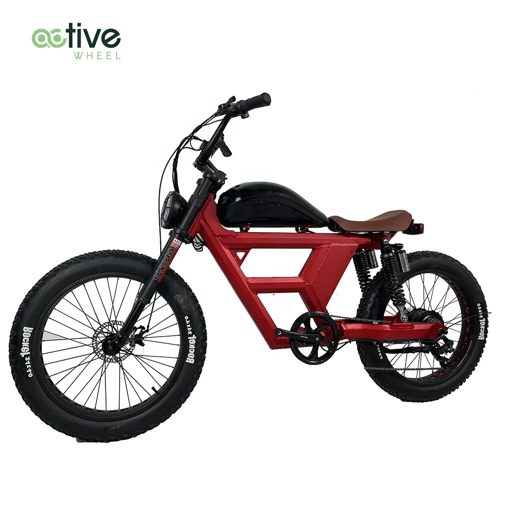 Long Seat Full Suspension Retro E bike 48v 1000 w Fat Tire Electric Bike Bicycle