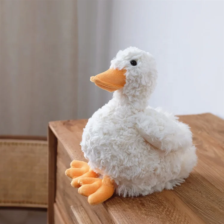 Cute cream swan lifelike animal kids baby doll beige soft stuffed goose plush duck toy