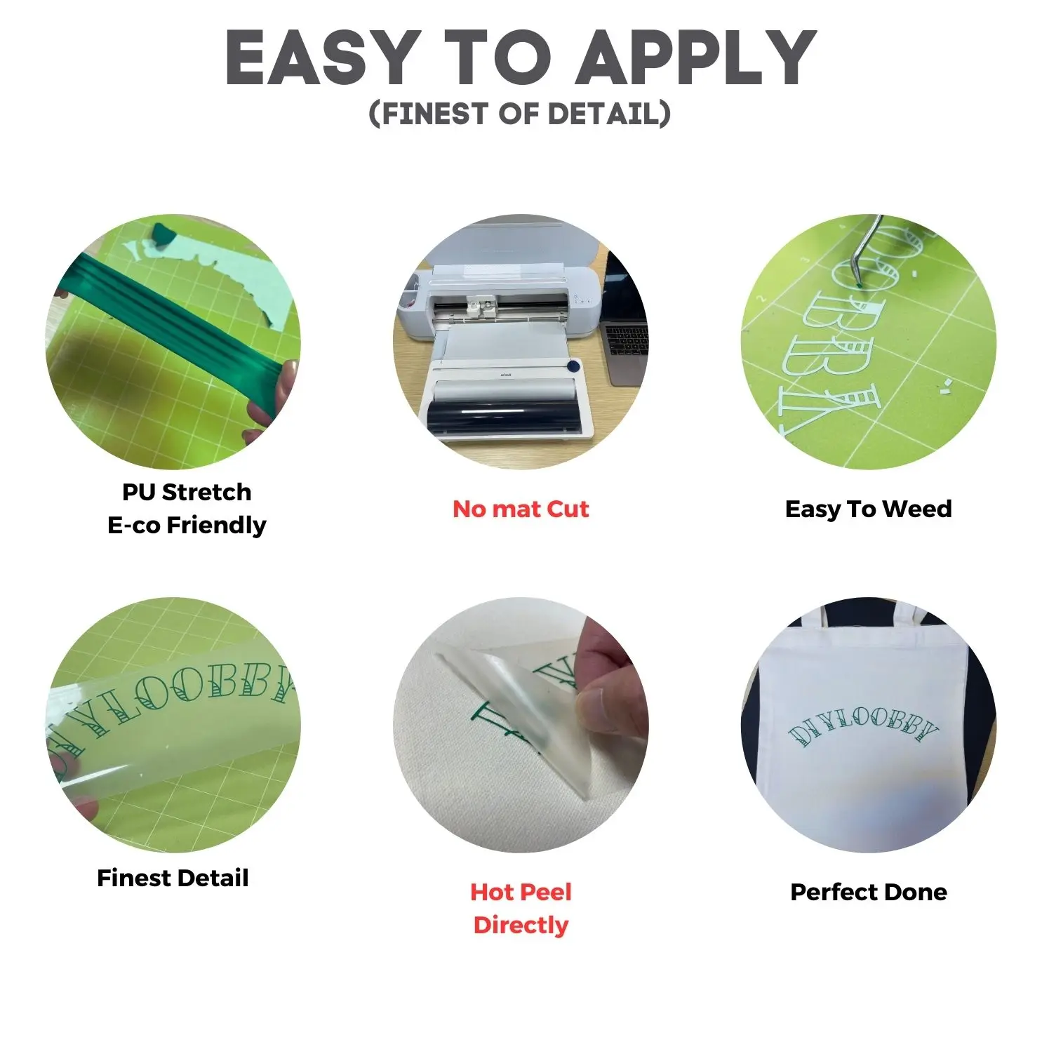 5.5in x 5ft 33 Colors Hot Peel Pu Smart Iron On Heat Transfer Vinyl for Cricut Joy Matless Iron on Vinyl